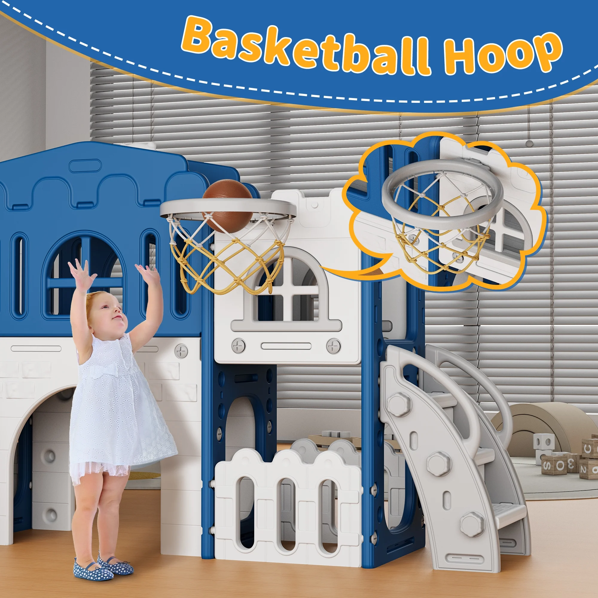 Set De Tobogán 9 En 1 Para Niños Pequeños Con Canasta - Image 2