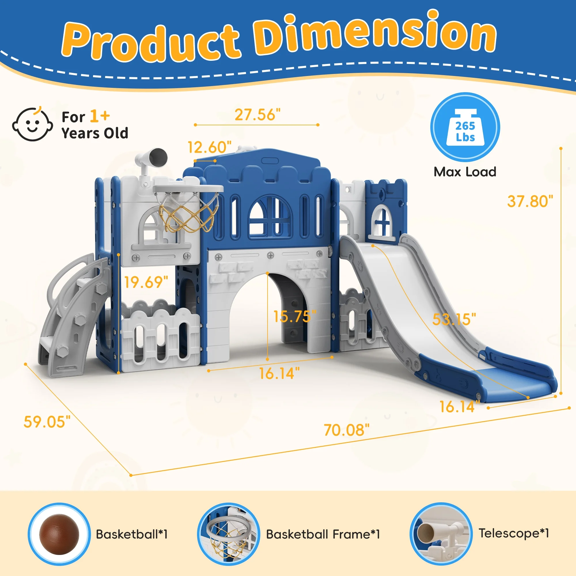 Set De Tobogán 9 En 1 Para Niños Pequeños Con Canasta - Image 10