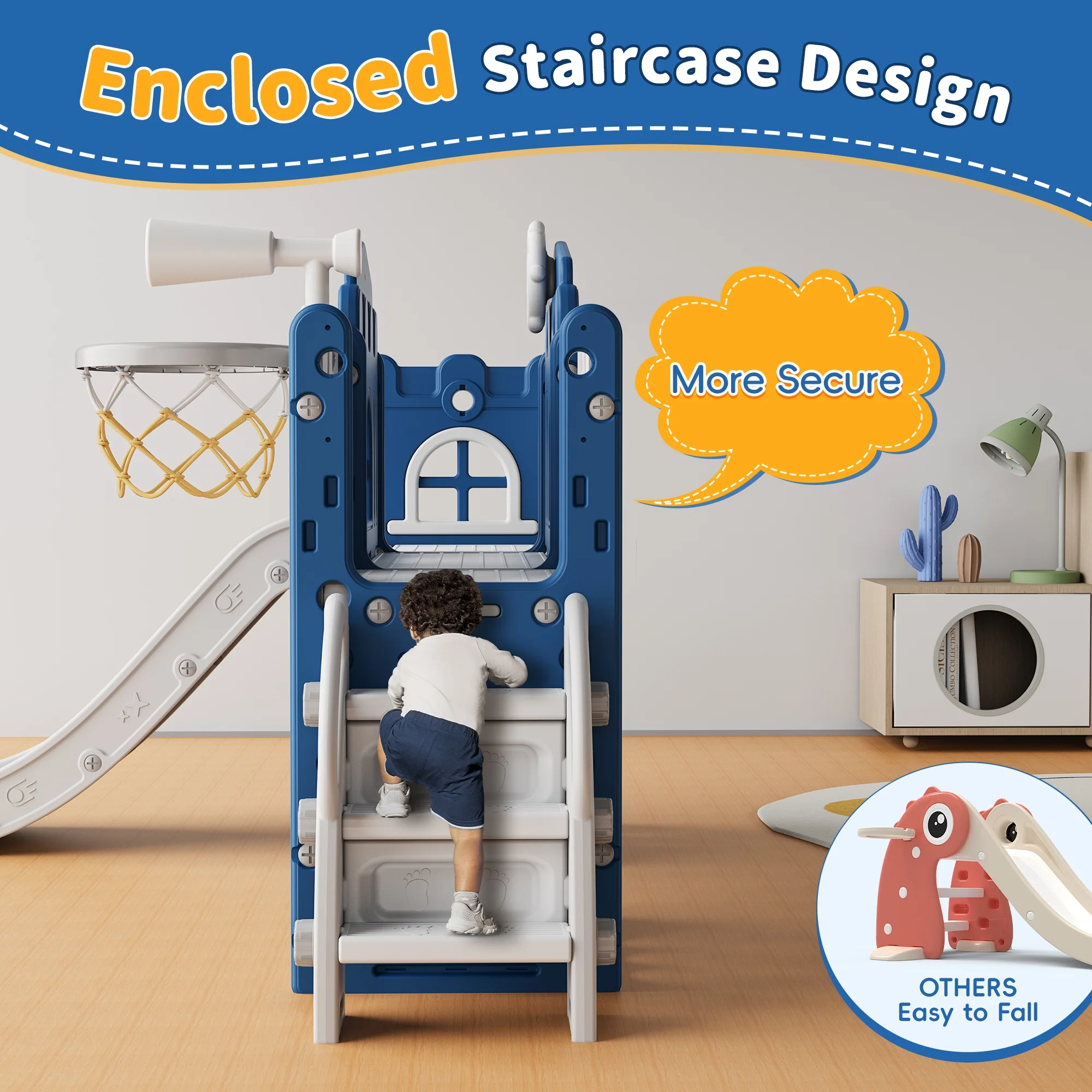 Set De Tobogán 9 En 1 Para Niños Pequeños Con Canasta - Image 4