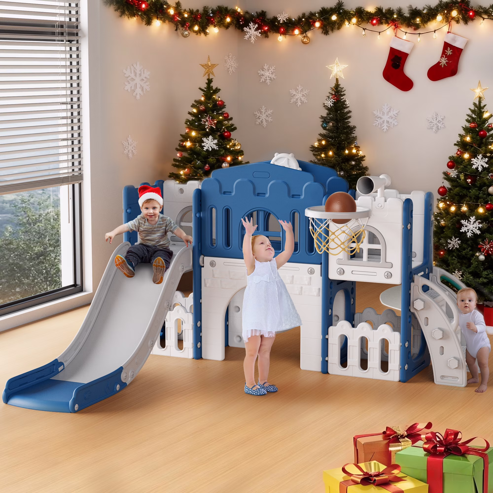 Set De Tobogán 9 En 1 Para Niños Pequeños Con Canasta - Image 12