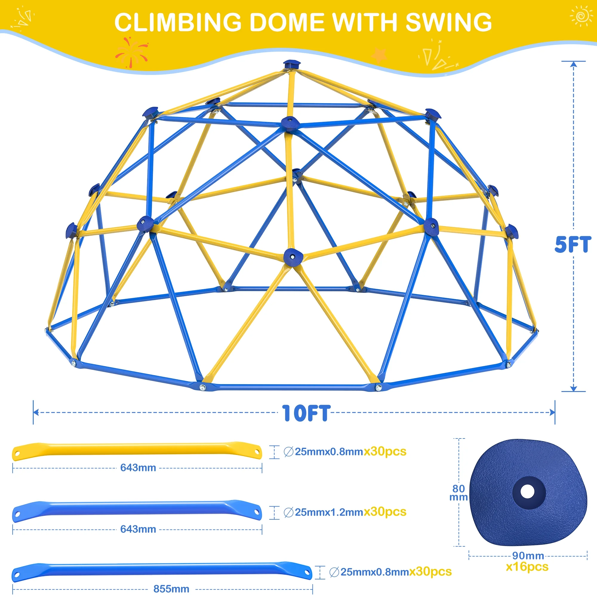 Wostoo Cúpula De Escalada Con Columpio Para Niños 3m - Image 6