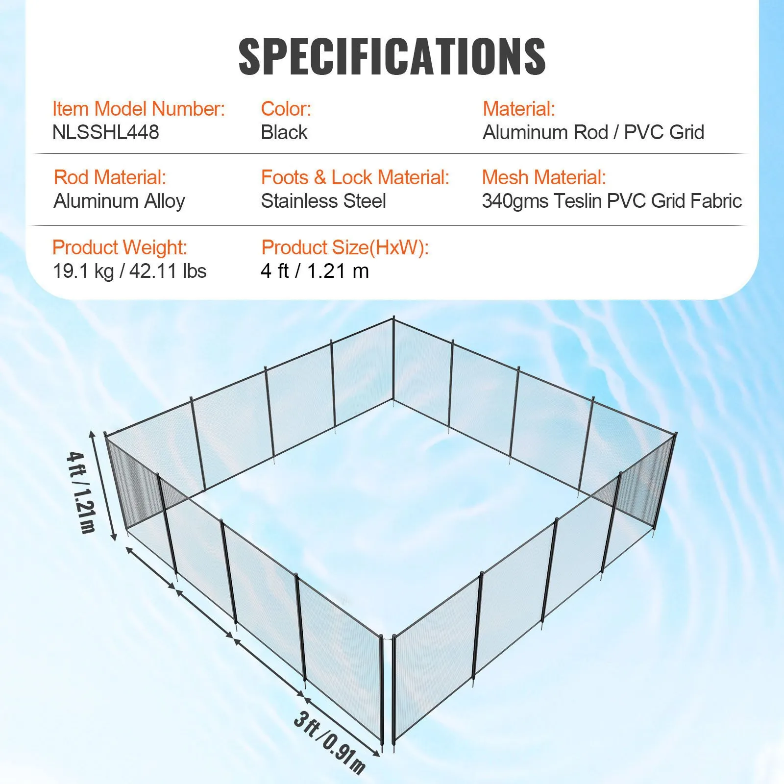 Valla De Piscina Protección Seguridad Niños 1.2 X 14.7m - Image 7