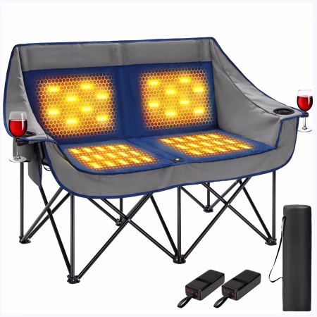 Sillón De Camping Doble Con Calefacción Plegable Para 2